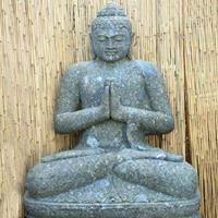 Gartentraum.de Unikat Betende Buddha Statue aus Naturstein / 75 cm