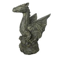 Gartentraum.de Sitzende Steinguss Drachen Figur für den Garten - Wahyu