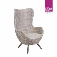 Gartentraum.de Eleganter Garten-Sessel aus Resysta und Mirotex Twist von MBM - Sessel Ocean  / mit Sitzkissen Ecru