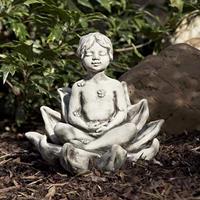 Gartentraum.de Außergewöhnliche Jungen Steinfigur - Meditation - Pierot / ohne Stab