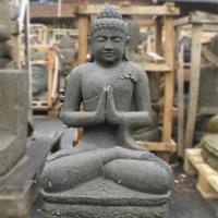 Gartentraum.de Betende Buddha Statue aus Basanit - handgeschlagen / 75 cm