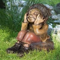 Gartentraum.de Künstlerfigur - sitzender Gartengeist aus Bronze - Philipp, der Denker