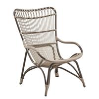 Gartentraum.de Wetterfester Loungesessel aus Alu Rattan in Moccachino - Gartensessel Elina / Michelangelo White