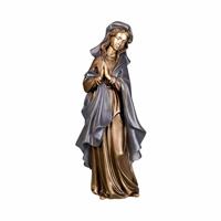 Gartentraum.de Betende Mariaskulptur Aluminium oder Bronze - Madonna Ida / 30x12x9cm (HxBxT) / Bronze, Umhang Dunkelbraun