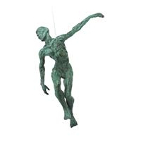 Gartentraum.de Schwebende Künstlerfigur - Mann aus Bronze - grün - Sky Surfer