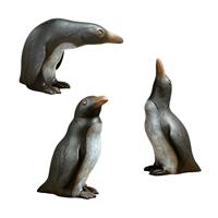 Gartentraum.de Bronze Tierfiguren Set aus 3 Pinguinen - Pinguine Set