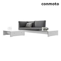 Gartentraum.de Moderne HPL Loungegruppe aus Sofa und Tisch - Riva Gartenlounge / Weiß / Auflagen anthrazit