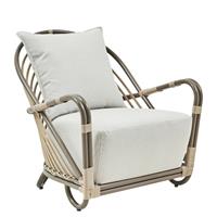 Gartentraum.de Pflegeleichter moccafarbener Outdoor Sessel aus Aluminium - Loungesessel Blenda / White