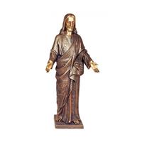 Gartentraum.de Segnende Jesusfigur - Bronzeskulptur mit Plinthe - Christus Divino / Bronze Patina grün