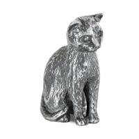 Gartentraum.de Katzenskulptur - kleine Dekofigur aus Metall - Katze sitzt / Aluminium schwarz