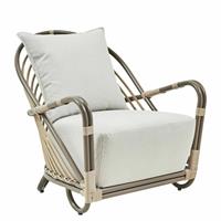 Gartentraum.de Pflegeleichter moccafarbener Outdoor Sessel aus Aluminium - Loungesessel Blenda / Coffee