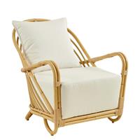 Gartentraum.de Extravaganter Lounge Sessel aus Alu Rattan mit Armlehnen in hellbraun - Loungesessel Blenda / White