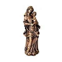 Gartentraum.de Garten Bronze Fassadendeko Maria mit Kind - Mutter Jesu Christi / Bronze Patina grün