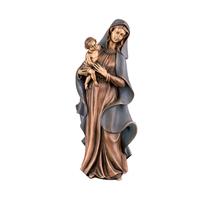 Gartentraum.de Madonna mit Kind - vollplastische Bronzeskulptur - Madonna Alaidis / 48x22x15cm (HxBxT) / Bronze, Umhang Dunkelbraun