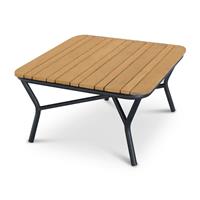 Gartentraum.de 80cm Holz-Alu-Tisch für Loungeecke - quadratisch - Loungetisch Amaros
