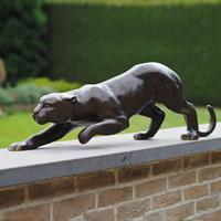 Gartentraum.de Robuste Garten Katzenfigur - Bronze Panther - Panthera Braun