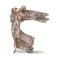 Gartentraum.de Gartenengel aus Bronze mit Posaune - Angelo Sura / 30x25x13cm (HxBxT) / Bronze braun