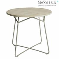 Gartentraum.de Moderner runder Gartentisch aus Aluminium & Teakholz - 80cm - Max&Luuk - Lily Gartentisch / Taupe