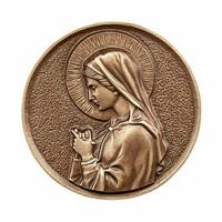 Gartentraum.de Rundes Wand Bronzerelief betende Maria - Madonna Hiltrud / Bronze Patina Wachsguss