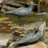 Gartentraum.de Set aus 2 Bronze Wasservogel-Statuen - Wasserläufer Set