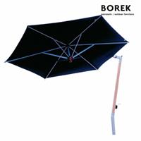 Gartentraum.de Borek Design Sonnenschirm - Aluminium & Teakholz - Kurbelsystem - mit Ständer - Ischia Sonnenschirm teak / Ecru / 340cm