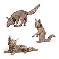 Gartentraum.de Set aus 3 Fuchs Jungtieren aus Bronze - Jungfüchse