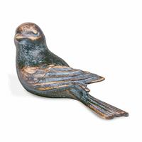 Gartentraum.de Garten Vogelstatue klein aus robuster Bronze - Vogel Pan links / Bronze Patina Asche