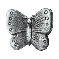 Gartentraum.de Kleine Wand Schmetterlingsfigur aus Metall - Schmetterling Tom / Aluminium hellgrau