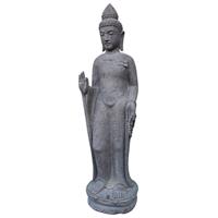 Gartentraum.de Große Naturstein Buddha Figur mit Lehrgeste im Steinmetzhandwerk gefertigt - Dhian / 150x37x32cm (HxBxT)