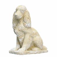 Gartentraum.de Lebensgroße Cocker Spaniel Hunde Figur für den Garten aus Steinguss - Susi / Portland weiß