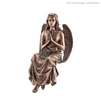 Gartentraum.de Bronzestatue - Betender Engel zum Hinsetzen - Engel Donna / Braun