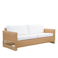 Gartentraum.de Geflochtenes Outdoor Loungesofa aus Aluminium und Polyrattan in hellbraun - 3-Sitzer Joana / ohne Polster