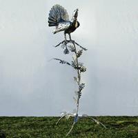 Gartentraum.de Auerhahn auf Ast - Gartenfigur aus Rost Stahl/Edelstahl - Galliformes / Edelstahl