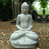 Gartentraum.de Meditierende Buddhastatue sitzend aus Antik Steinguss / 45 cm