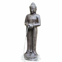 Gartentraum.de Stehende Buddha Figur mit Gefäß aus Steinguss als Wasserspiel - Santai