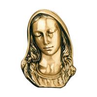 Gartentraum.de Nach unten blickende Bronze-Madonna als Wandrelief - Madonna Iderin