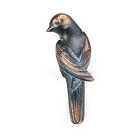 Gartentraum.de Gartenfigur Kantendeko kleiner Bronze-Vogel - Vogel Vigo links / Bronze Patina grün