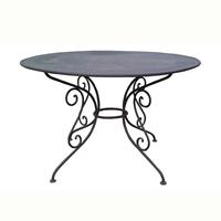 Gartentraum.de Runder Garten Tisch aus Metall antik Design - Urbain / grau