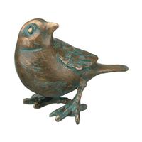 Gartentraum.de Kleine Garten Vogelstatue aus Bronze mit Patina - Spatz