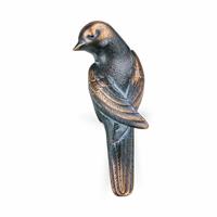 Gartentraum.de Gartenfigur Kantendeko kleiner Bronze-Vogel - Vogel Vigo links / Bronze Patina Wachsguss
