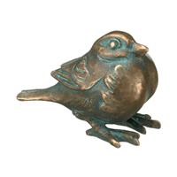 Gartentraum.de Kleine Vogelfigur für den Außenbereich - Bronze - Spatz schlafend