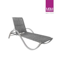 Gartentraum.de MBM Gartenliege aus Aluminium, Resysta & Kunststoffgeflecht - verstellbar - Sonnenliege Bow / Grau