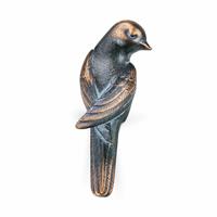 Gartentraum.de Metallfigur Vogel als Mauer Kantendeko - Vogel Vigo rechts / Bronze Patina grün