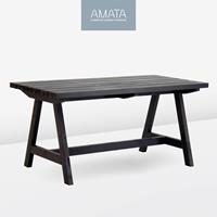 Gartentraum.de Eckiger Massivholz Gartentisch in schwarz - 150x76cm - Usma Tisch 150