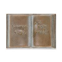 Gartentraum.de Buch aus Bronze mit italienischer Inschrift - Buch Italiae / 10x7cm (HxBxT) / Bronze Patina Wachsguss
