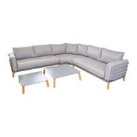 Gartentraum.de Graues Lounge Ecksofa aus Aluminium mit Tisch - Gartenlounge Phora