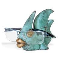 Gartentraum.de Fischskulptur mit Brille aus Bronze - limitierte Tierfigur - Fisch