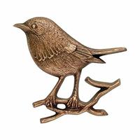 Gartentraum.de Vogelfigur für die Wand aus Bronze - Rotkehlchen Kira / Bronze hellbraun