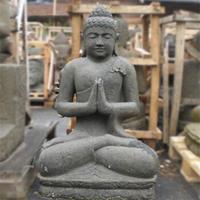 Gartentraum.de Betende Buddha Statue aus Basanit - handgeschlagen / 60 cm