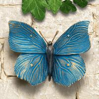 Gartentraum.de Blauer Bronze Schmetterling zur Wandbefestigung - Schmetterling